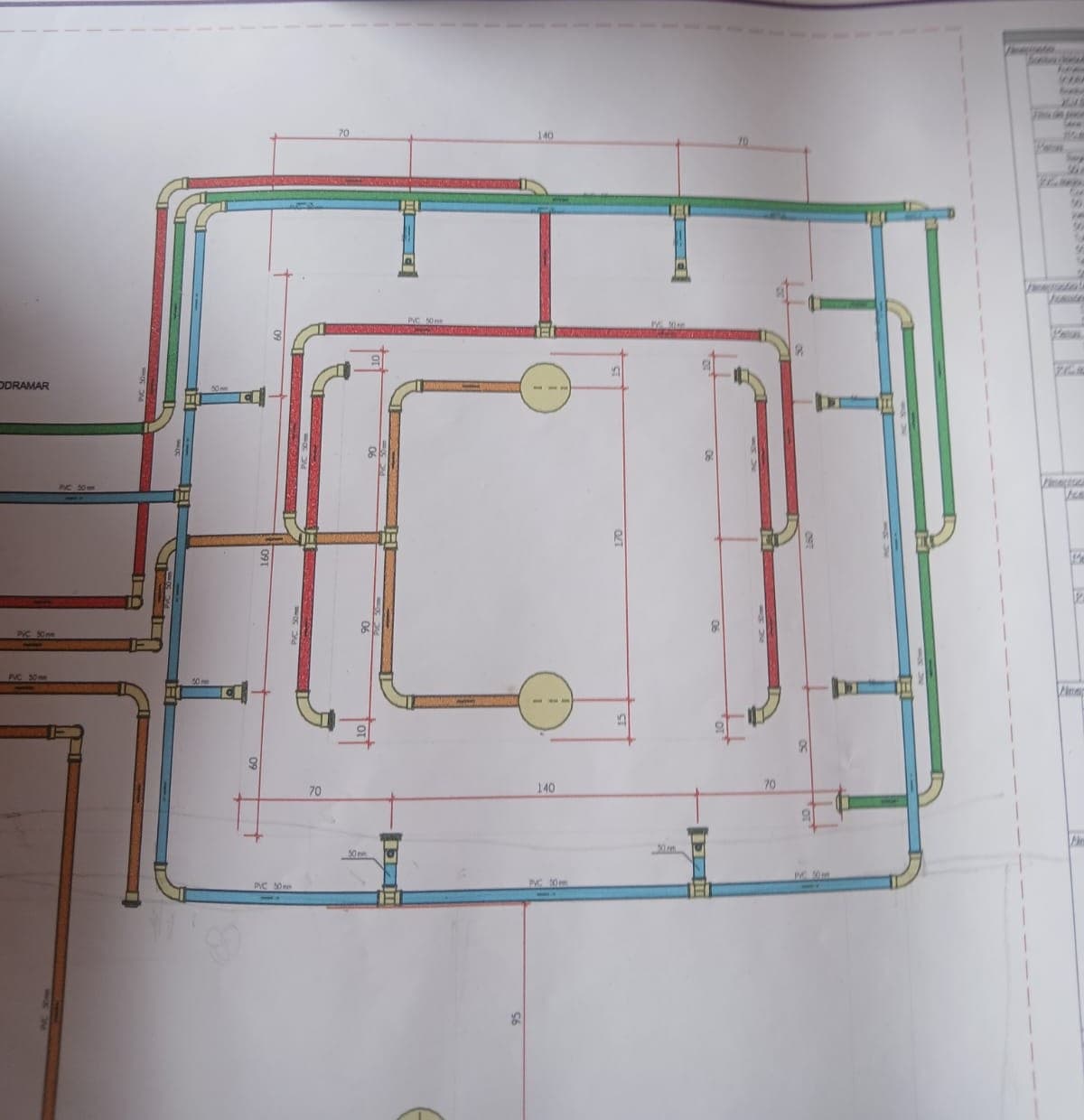 Planta hidráulica usada no planejamento da obra